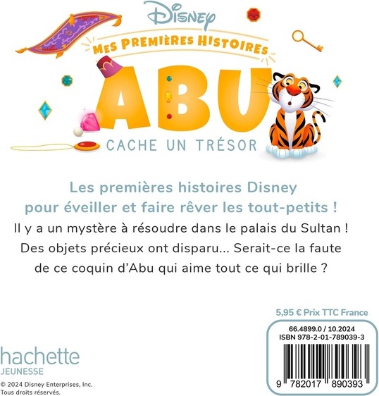 Quatrième de couverture de « DISNEY - MES PREMIERES HISTOIRES - ABU CACHE UN TRESOR »