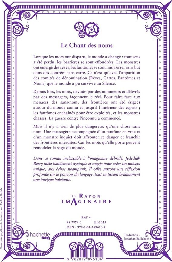 Quatrième de couverture de « Le chant des noms »