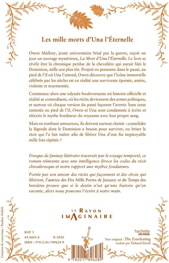 Quatrième de couverture de « LES MILLE MORTS D'UNA L'ETERNELLE - PRIX HUGO DU ROMAN 2026 »