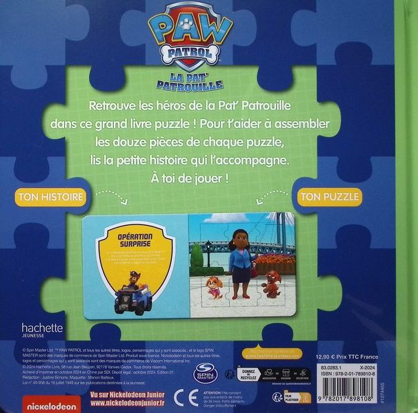 Quatrième de couverture de « Paw patrol, la Pat' patrouille »