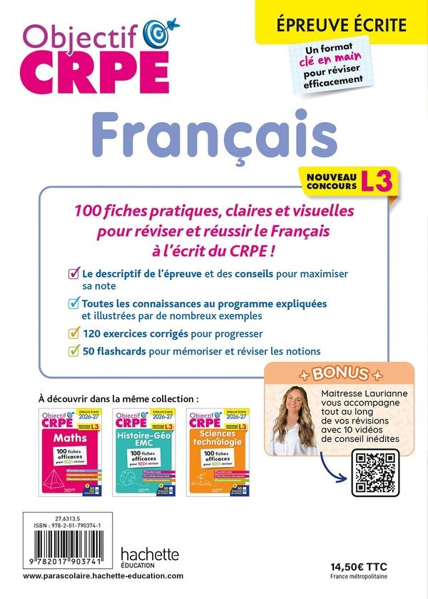 Quatrième de couverture de « Français : 100 fiches efficaces pour bien réviser »
