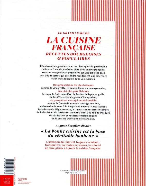Quatrième de couverture de « LA CUISINE BOURGEOISE FRANCAISE PAR JF PIEGE - RECETTES BOURGEOISES ET POPULAIRES »