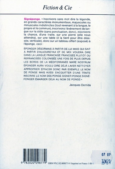 Quatrième de couverture de « SIGNEPONGE »