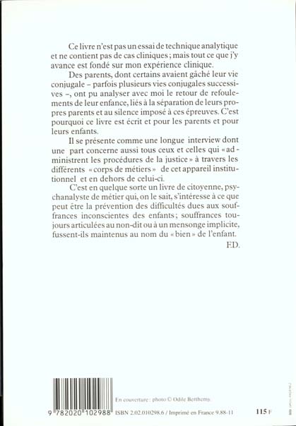 Quatrième de couverture de « QUAND LES PARENTS SE SEPARENT »