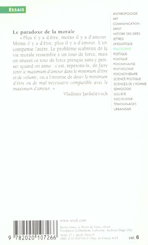 Quatrième de couverture de « LE PARADOXE DE LA MORALE »