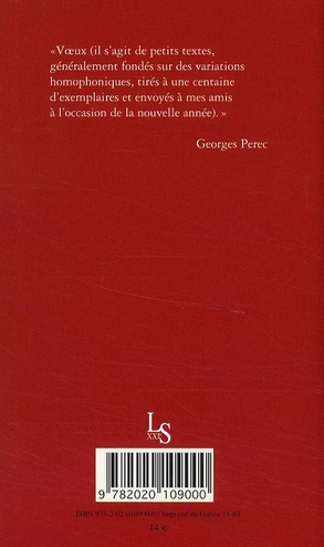 Quatrième de couverture de « VOEUX »