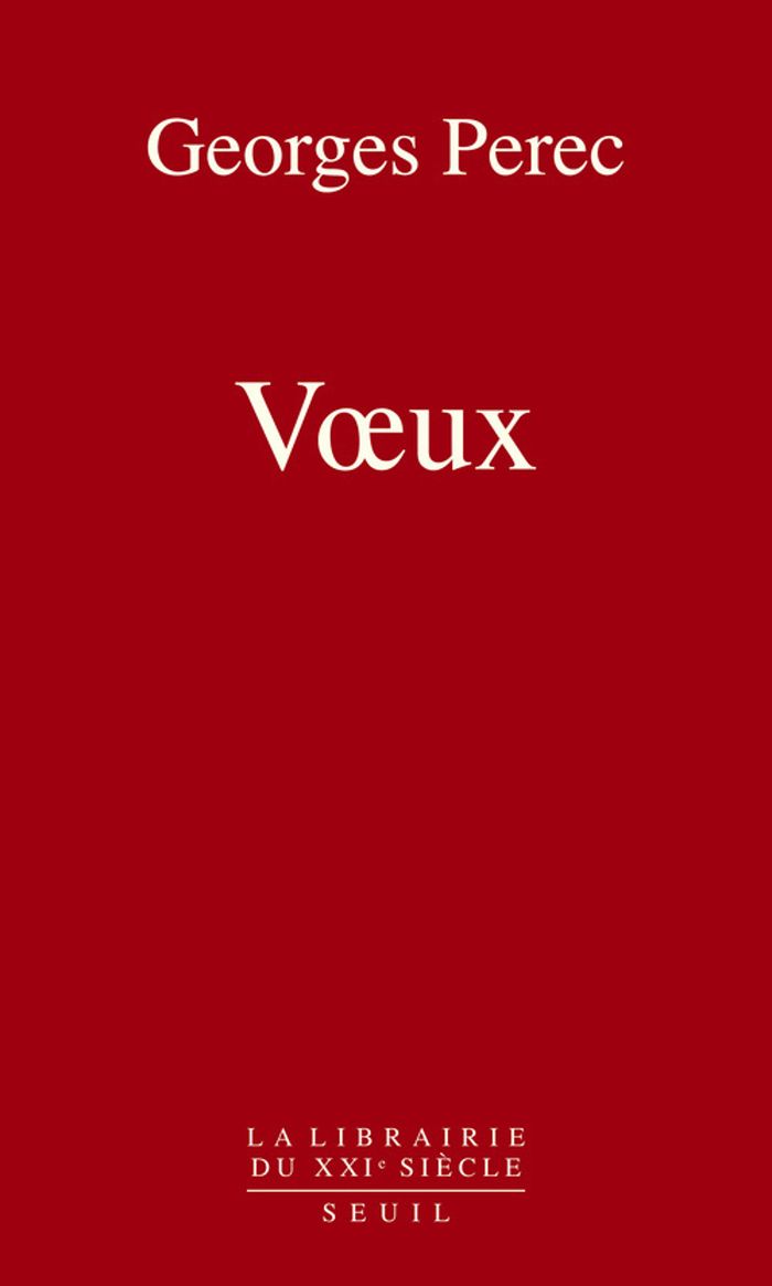 Couverture du livre « VOEUX » de Georges Perec, librairie Les Contes Infusés à Corte