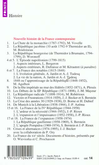 Quatrième de couverture de « LA CRISE DES ANNEES 30 (1929-1938) »