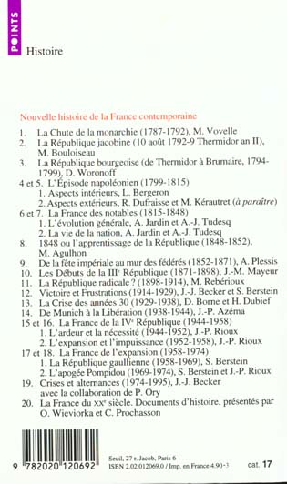 Quatrième de couverture de « VICTOIRE ET FRUSTRATIONS (1914-1929) - NOUVELLE EDITION »