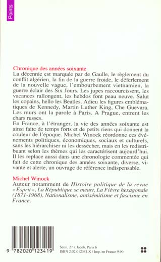 Quatrième de couverture de « CHRONIQUE DES ANNEES SOIXANTE »