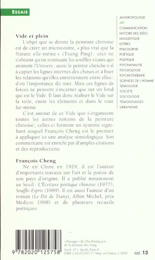 Quatrième de couverture de « VIDE ET PLEIN - LE LANGAGE PICTURAL CHINOIS - NOUVELLE EDITION »