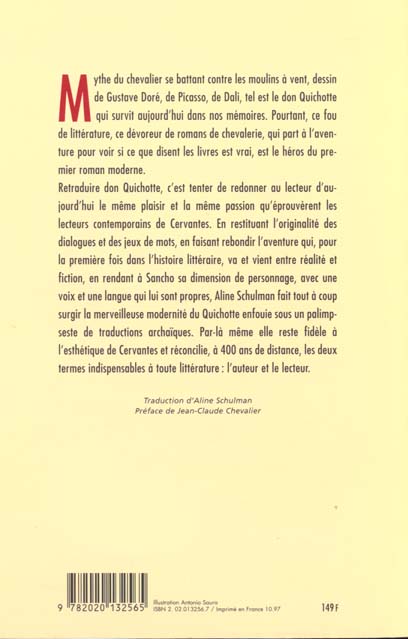 Quatrième de couverture de « L'INGENIEUX HIDALGO DON QUICHOTTE DE LA MANCHE »