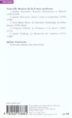 Quatrième de couverture de « ROYAUTE, RENAISSANCE ET REFORME (1483-1559) »