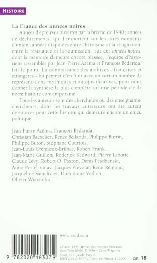 Quatrième de couverture de « LA FRANCE DES ANNEES NOIRES - TOME 2 - DE L'OCCUPATION A LA LIBERATION - NOUVELLE EDITION »