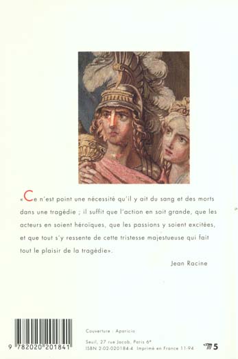 Quatrième de couverture de « LA TRAGEDIE DE L'AGE CLASSIQUE (1553-1770) »