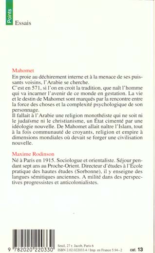 Quatrième de couverture de « MAHOMET - NOUVELLE EDITION »