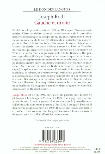 Quatrième de couverture de « GAUCHE ET DROITE »