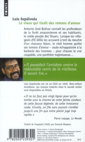 Quatrième de couverture de « LE VIEUX QUI LISAIT DES ROMANS D'AMOUR »