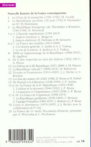 Quatrième de couverture de « LA FRANCE DE L'EXPANSION (1969-1974) - L'APOGEE POMPIDOU T.2 »