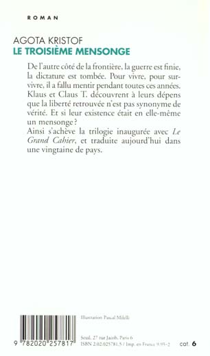 Quatrième de couverture de « LE TROISIEME MENSONGE »