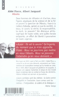 Quatrième de couverture de « ABSOLU »
