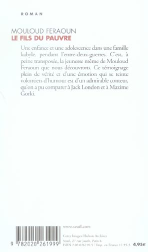 Quatrième de couverture de « LE FILS DU PAUVRE »