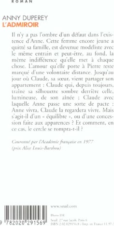 Quatrième de couverture de « L'ADMIROIR »