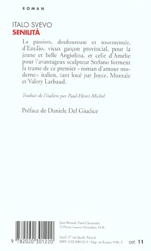 Quatrième de couverture de « SENILITA - NOUVELLE EDITION »