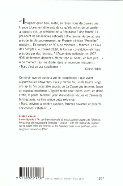Quatrième de couverture de « LA NOUVELLE CAUSE DES FEMMES »