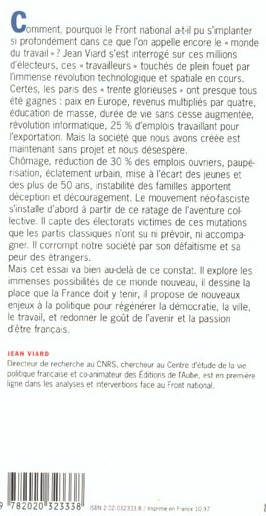 Quatrième de couverture de « POURQUOI DES TRAVAILLEURS VOTENT FN ET COMMENT LES RECONQUERIR »