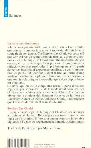 Quatrième de couverture de « LA FOIRE AUX DINOSAURES. REFLEXIONS SUR L'HISTOIRE NATURELLE »