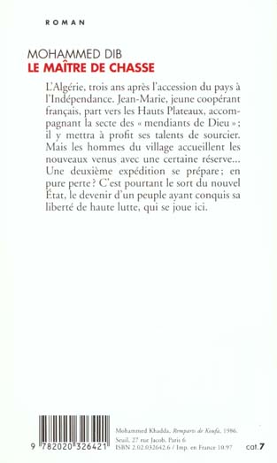 Quatrième de couverture de « LE MAITRE DE CHASSE »
