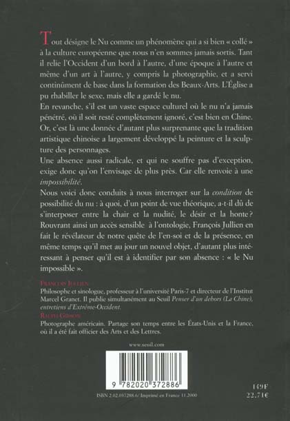 Quatrième de couverture de « DE L'ESSENCE OU DU NU »