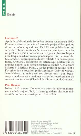 Quatrième de couverture de « LECTURES, T. 2 - LA CONTREE DES PHILOSOPHES »