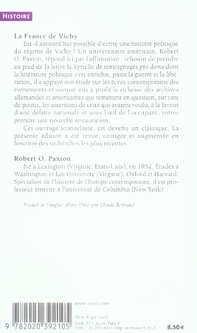 Quatrième de couverture de « LA FRANCE DE VICHY 1940-1944 - NOUVELLE EDITION »