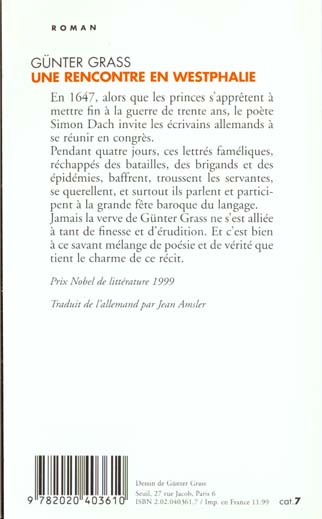Quatrième de couverture de « UNE RENCONTRE EN WESTPHALIE »