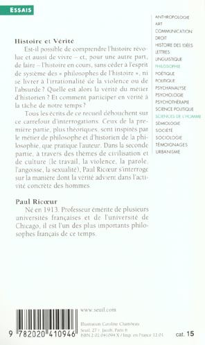 Quatrième de couverture de « HISTOIRE ET VERITE »