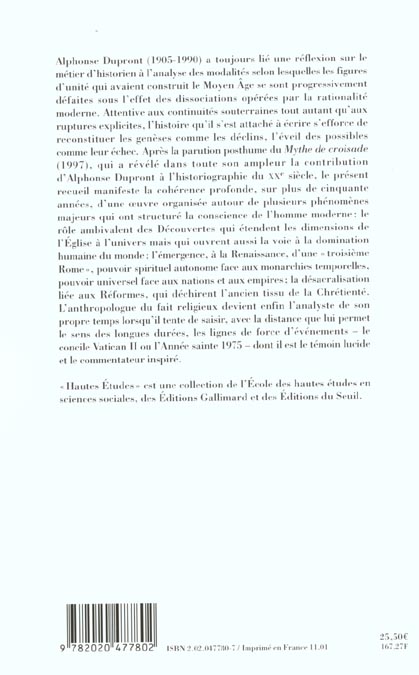 Quatrième de couverture de « GENESES DES TEMPS MODERNES. ROME, LES REFORMES ET LE NOUVEAU MONDE »