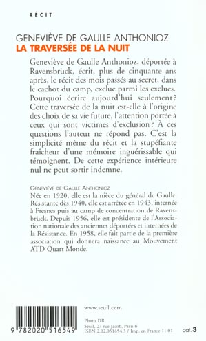 Quatrième de couverture de « LA TRAVERSEE DE LA NUIT »