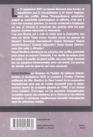 Quatrième de couverture de « LES GUERRES DE DEMAIN »
