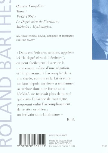 Quatrième de couverture de « OEUVRES COMPLETES (1942-1961) - NOUVELLE EDITION »