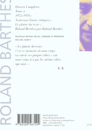 Quatrième de couverture de « OEUVRES COMPLETES (1972-1976) - NOUVELLE EDITION »