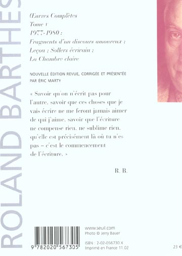 Quatrième de couverture de « OEUVRES COMPLETES (1977-1980) - NOUVELLE EDITION »