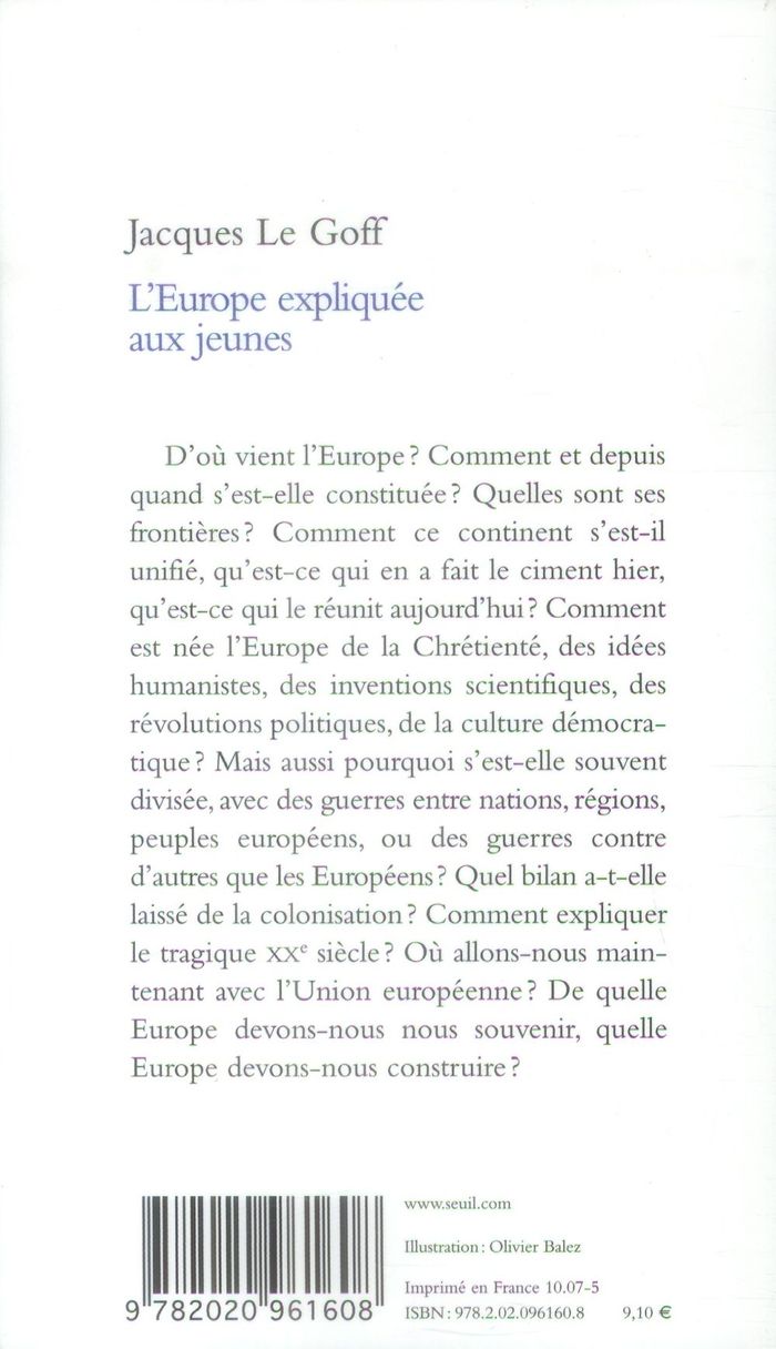 Quatrième de couverture de « L'Europe expliquée aux jeunes »