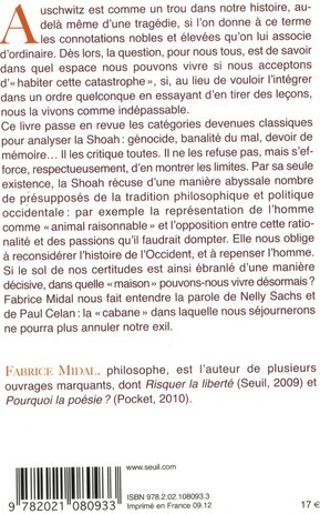 Quatrième de couverture de « Auschwitz, l'impossible regard »