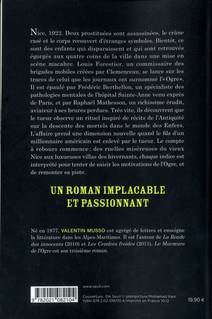 Quatrième de couverture de « Le murmure de l'ogre : roman »