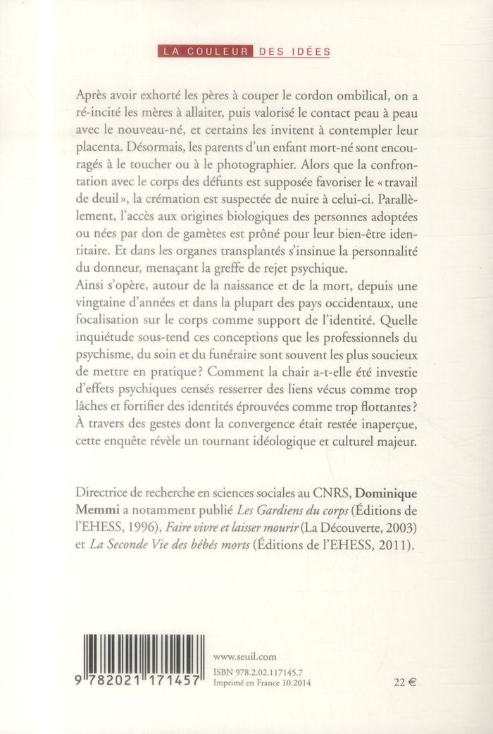 Quatrième de couverture de « La revanche de la chair : essai sur les nouveaux supports de l'identité »