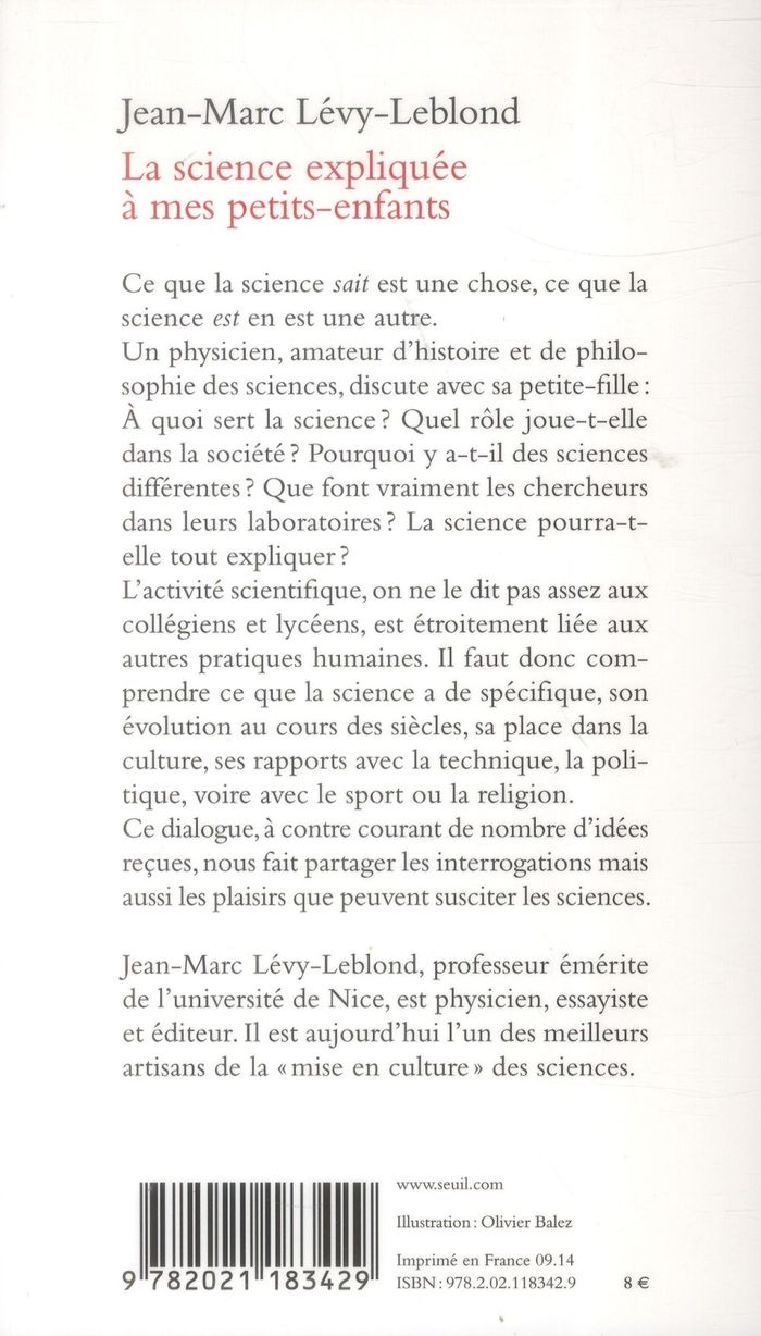 Quatrième de couverture de « La science expliquée à mes petits-enfants »