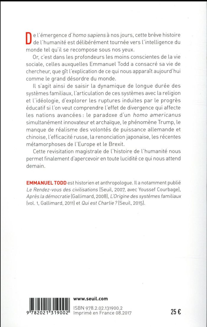 Quatrième de couverture de « Où en sommes-nous ? : une esquisse de l'histoire humaine »