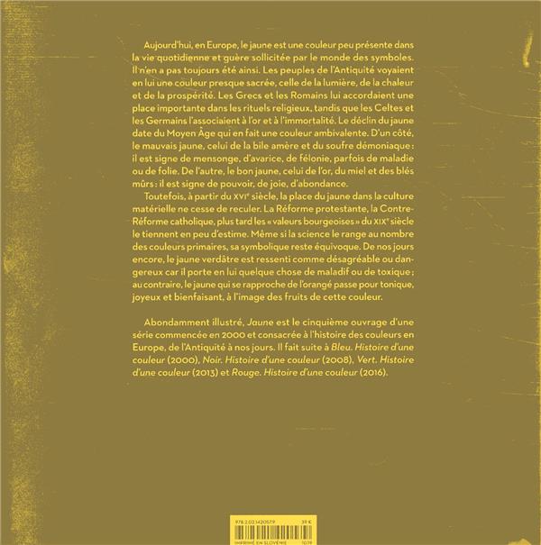 Quatrième de couverture de « Jaune : histoire d'une couleur »